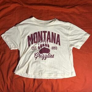 Cream/white montana griz cropped tee